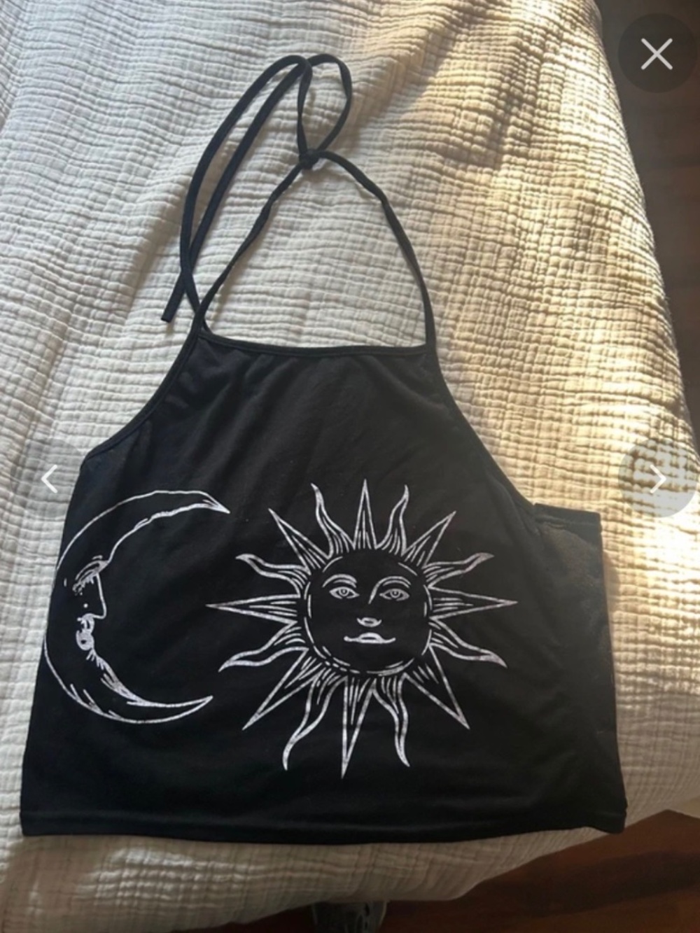 Adorable sun moon halter crop top- size large but more like a medium